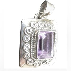 Silver Pendant with Faceted Amethyst Setting. circa 60s